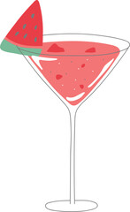 Stylized Watermelon Juice Drawing Illustration