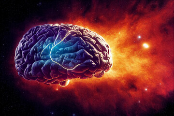 3d illustration of human brain neural connection - obrazy, fototapety, plakaty