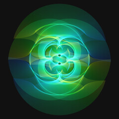 Elegant Fractal pattern, Sacred Geometry, Mysterious mandala pattern, Colorful icon, profile image,black,blue,green,yellow