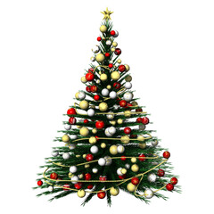 PNG, trasparente. Natale. Abete decorato, isolato su sfondo trasparente. Albero di Natale.