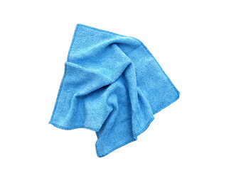 Blue rag, microfiber cloth for household, kitchen. Top view, PNG on white or transparent background - 539411637