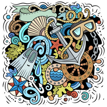 Nautical cartoon vector illustration.