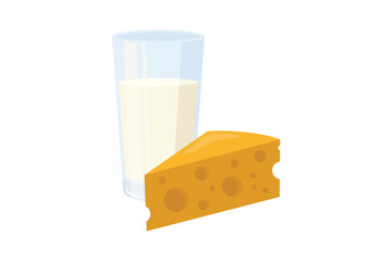 glass of milk and cheese illustration design