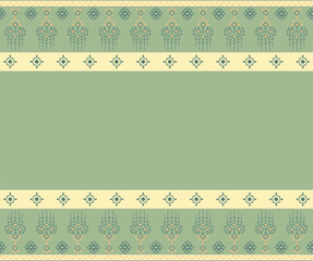 Seamless cross stitch illustration. Geometric ethnic pattern. Ribbon. Embroidery. Pixel pattern