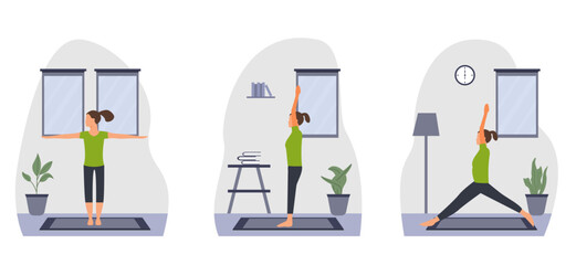 Yoga exercise flat bundle design illustration