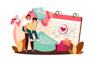 Valentine’s Day Illustration concept. Flat illustration isolated on white background