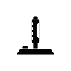 Game joystick icon in black flat glyph, filled style isolated on white background