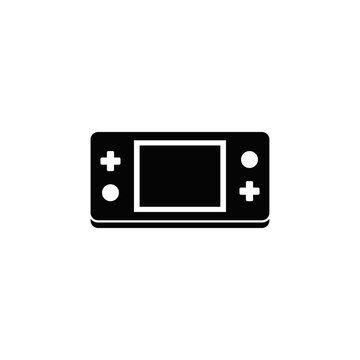 recommend clip art: Portable video game icon in black flat glyph, filled style isolated on white background