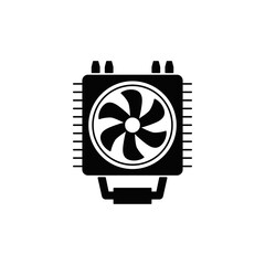 Heatsink fan  icon in black flat glyph, filled style isolated on white background