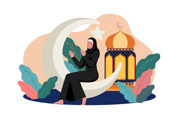 Ramadan Day Illustration concept. A flat illustration isolated on white background