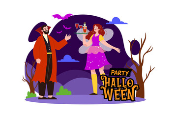 Halloween Illustration concept. Flat illustration isolated on white background