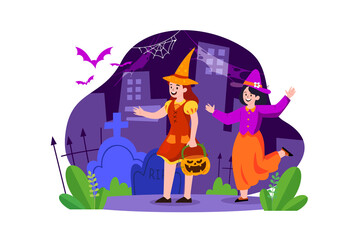Fototapeta premium Halloween Illustration concept. Flat illustration isolated on white background