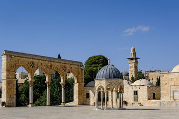 Fototapeta na wymiar Jerusalem, Israel - October 17, 2022: The Temple Mount in Jerusalem Old City