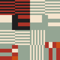 Modern vector abstract  geometric seamless pattern, background with stripes, rectangles and squares  in retro scandinavian style. Pastel colored simple shapes graphic pattern. Abstract mosaic artwork.