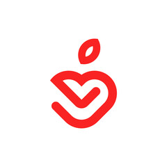 Simple apple icon design. Vector illustration of selflove person hug him or herself shape of an apple. Awesome apple icon design.