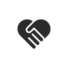 Shake hands icon vector. Handshake gesture shape as a heart simple and modern logo design. 