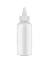 Blank nozzle dropper screw cap bottle mockup, 3d render illustration.