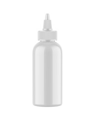 Blank nozzle dropper screw cap bottle mockup, 3d render illustration.