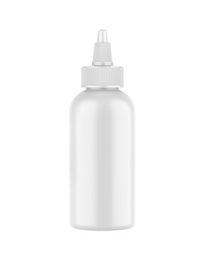 Blank nozzle dropper screw cap bottle mockup, 3d render illustration.