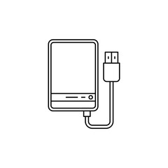 Portable hard drive icon in line style icon, isolated on white background