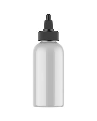 Blank nozzle dropper screw cap bottle mockup, 3d render illustration.