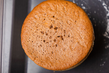 chocolate souffle home made at the kitchen table
