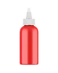Blank nozzle dropper screw cap bottle mockup, 3d render illustration.