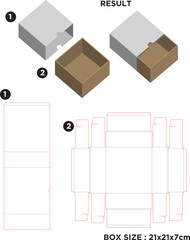 Packaging Die Cut template with final size 21x21x7cm