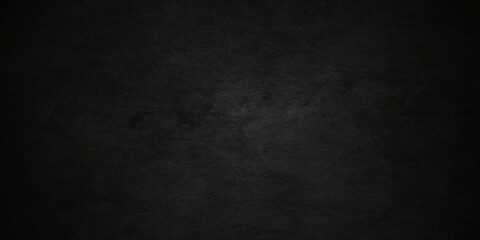 Dark black grunge textured concrete background. Panorama dark grey black slate background or texture. Vector black concrete texture. Stone wall background.	