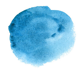 Blue watercolor isolated abstract spot with divorces and borders. Watercolor frame with copy space for text	