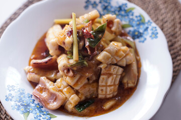 sweet and sour squid, Southeast Asian food menu