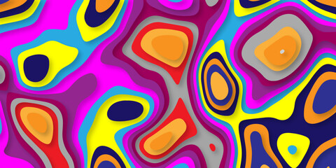 Seamless pattern with circles Luxury abstract 3d colorfull paparcut and topographic canyon map light relief texture, Luxury abstract colorfull background.	
