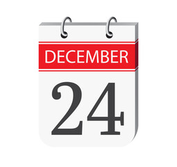 24 december calendar page. 3d one day calendar date appointment, event reminder illustration. 