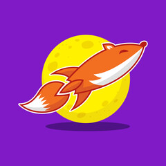 Rocket Fox Cartoon mascot vector logo