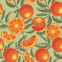 Tropical seamless pattern with colorful oranges.