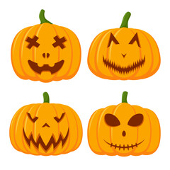 Halloween Pumpkin Face Collection, Vector illustration