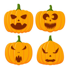 Halloween Pumpkin Face Collection, Vector illustration