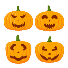 Halloween Pumpkin Face Collection, Vector illustration