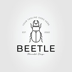 beetle insect or humble bee line art logo vector illustration design..