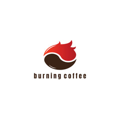 coffee bean logo combination with burning fire.logo burning coffee stock vector