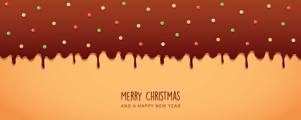 sweet tasty melting christmas chocolate icing background
