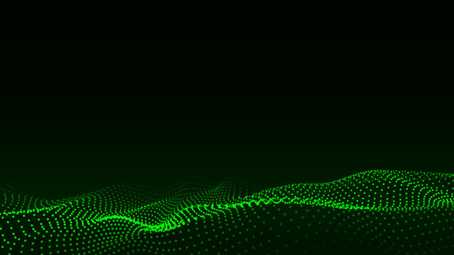 Futuristic vector technology wave. Digital cyberspace. Abstract wave with moving particles on background. Big data analytics.