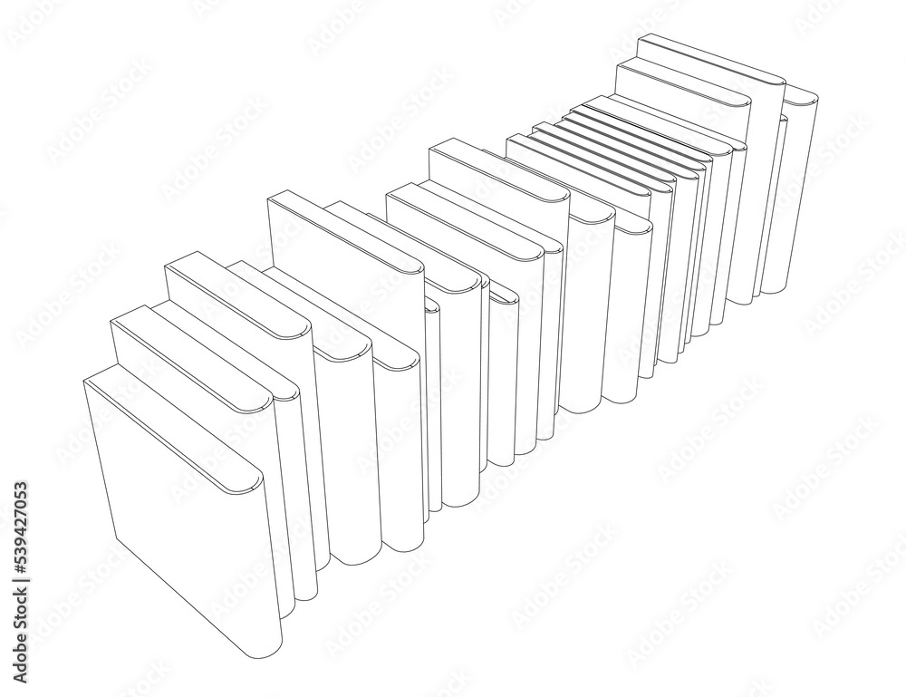 Aufkleber outline of a stack of books from black lines isolated on a white background. isometric view. vector 