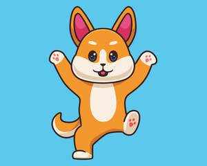 shiba inu standing cartoon illustration style