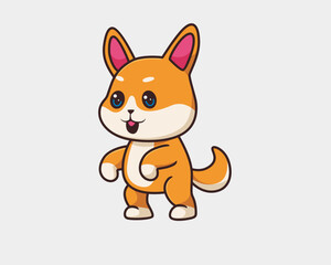 shiba inu standing cartoon illustration style