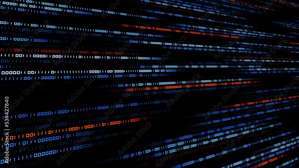 Poster binary code flow - information technology concept - digital systems theme - cyber internet or networ