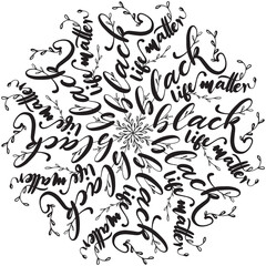 Black Life Matter Mandala Style Line Art. Vector seamless pattern. Calligraphy style line art mandala. Good for tattoo, card, print, background.
