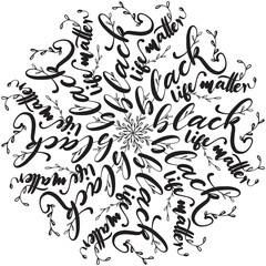 Black Life Matter Mandala Style Line Art. Vector seamless pattern. Calligraphy style line art mandala. Good for tattoo, card, print, background.