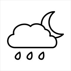 Night Rainy Icon Logo Design Vector Template Illustration Sign And Symbol Pixels Perfect