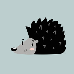 Cute vector hedgehog. Forest animal. Funny cartoon character.	
